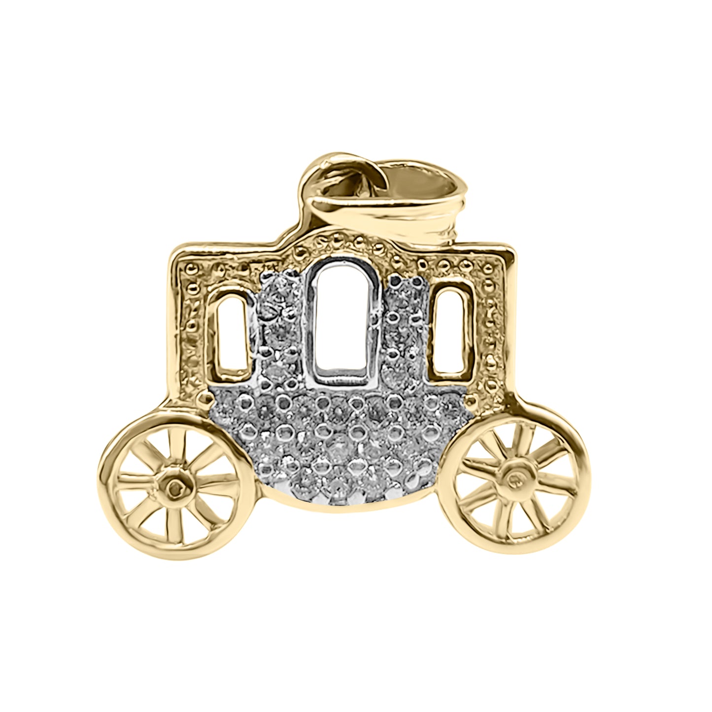 Dije Carruaje en Oro 18k y Circones