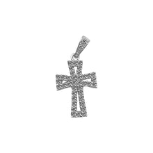 Cargar imagen en el visor de la galería, Cruz Rectangular Circones Oro Blanco 18k
