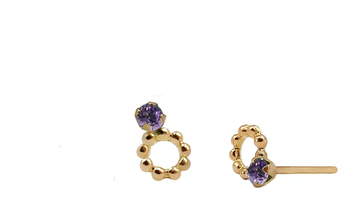 Aretes En Oro Amarillo 18k Con gema