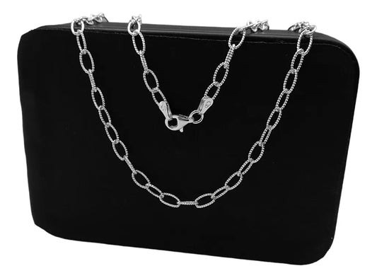 Cadena De Eslabones sencillo decorado  . En Plata. 925. Con Estuche