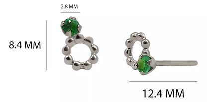 Aretes En Oro Blanco 18k Con gema