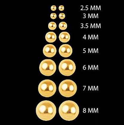 Aretes De Media Bola  18k Oro