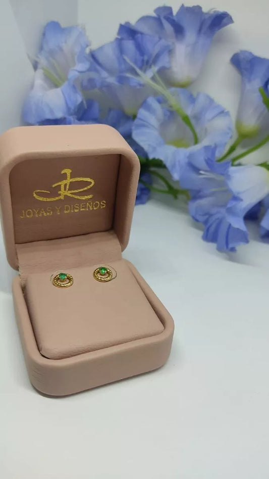Topos Lazo/nudo En Oro 18k, Con Esmeralda