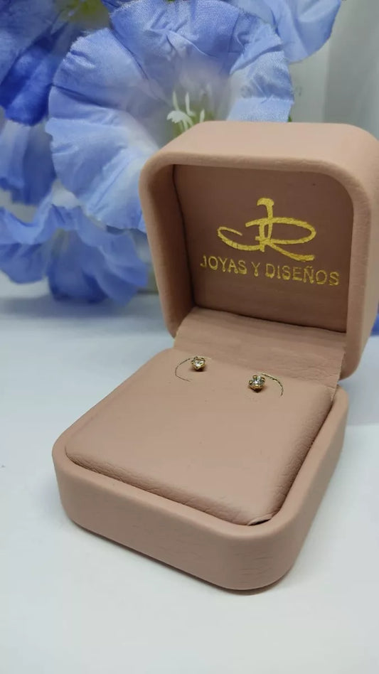 Topos Solitarios 4 Uñas 2mm Oro Amarillo 18k, Con Circón