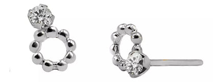 Aretes En Oro Blanco 18k Con gema