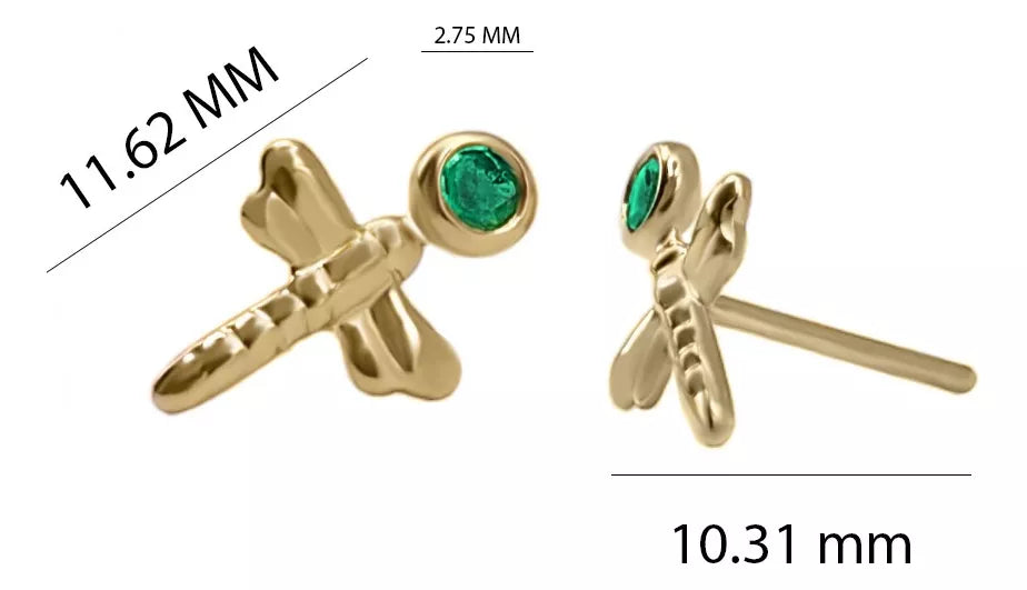 Topos Libélulas Sistema De Seguridad En Oro 18k Y gema
