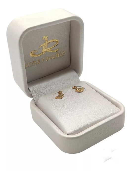 Topos De Pato Con Circon En Oro Amarillo 18k Para Mujer/ N