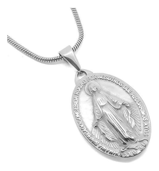 Dije De La Virgen De Los Milagros En Plata Para Cadena