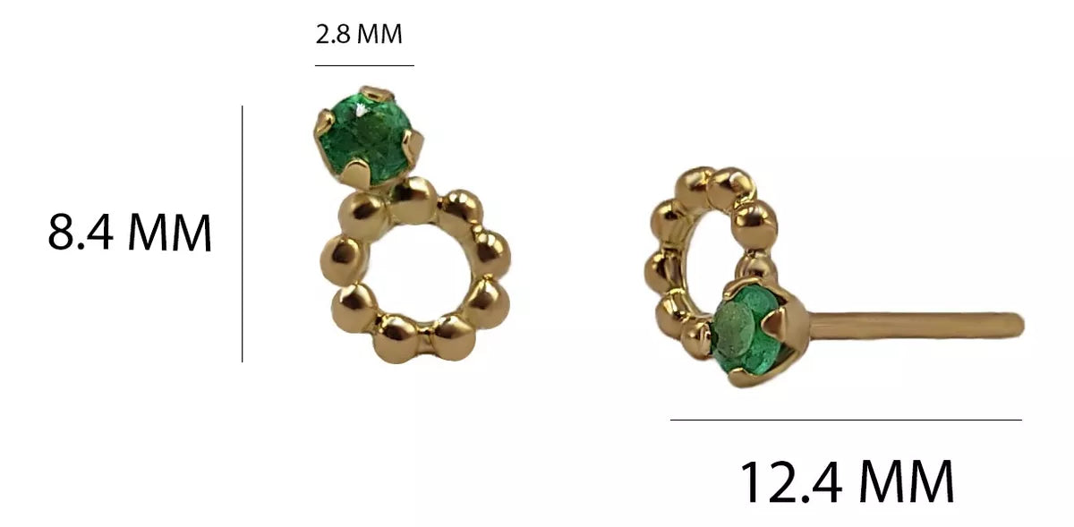 Aretes En Oro Amarillo 18k Con gema