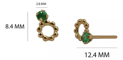Aretes En Oro Amarillo 18k Con gema