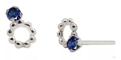 Aretes En Oro Blanco 18k Con gema