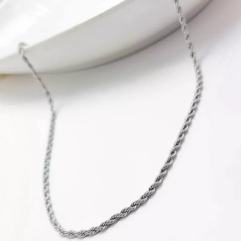 Cadena Tejido Cordón Plata 925 Niña,dama