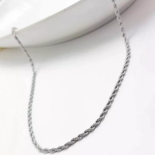 Cadena Tejido Cordón Plata 925 Niña,dama