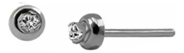 Aretes Para Bebe En Oro Blanco 18k, Con gemas