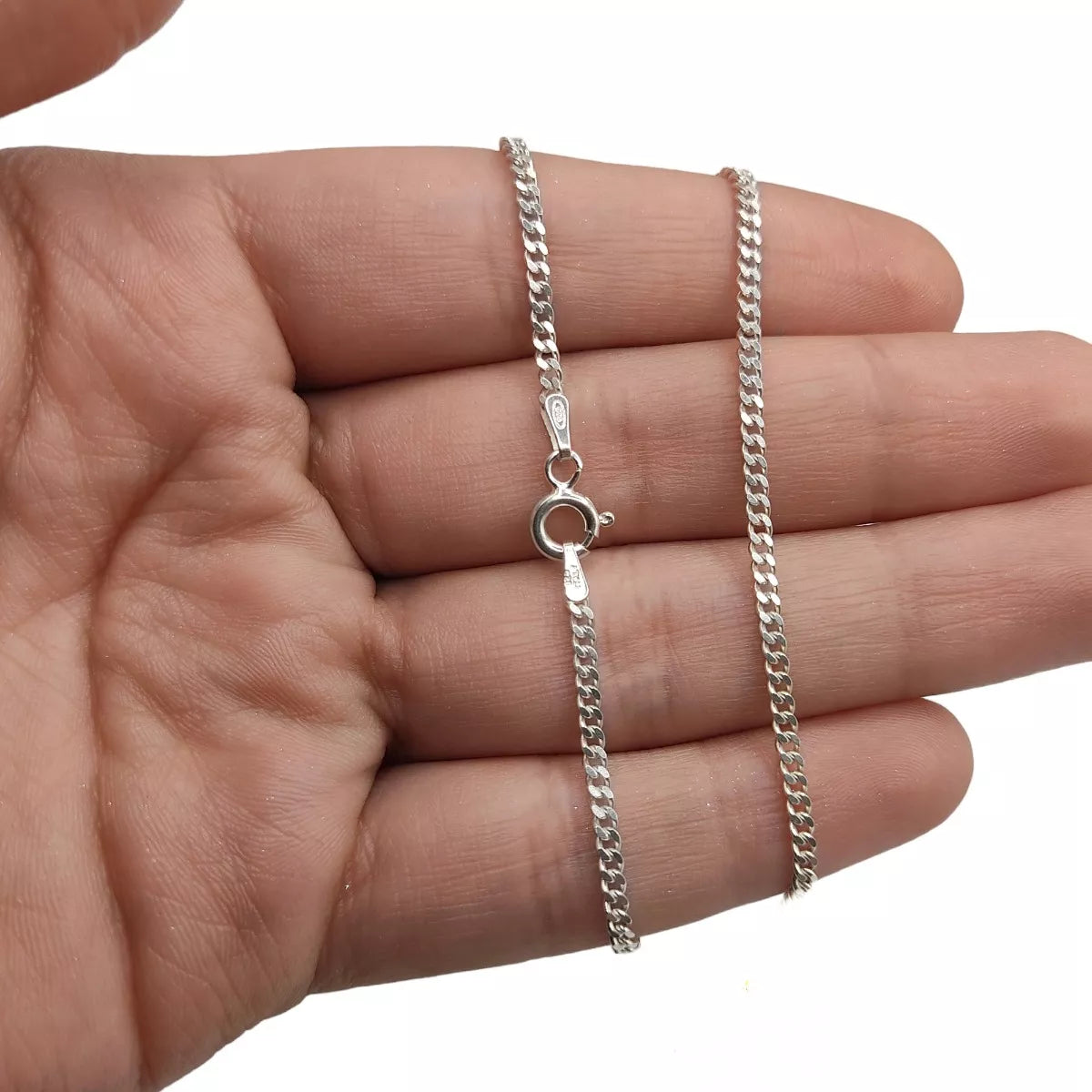 Cadena Para Caballero Tejido Eslabones cubana .en Plata 925