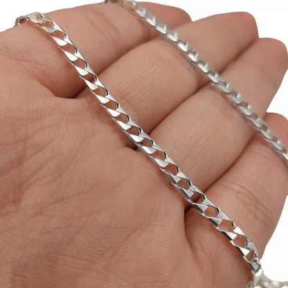 Cadena Para Caballero Tejido Eslabones Cuadrados. En Plata
