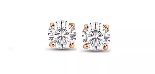 Topos Solitarios 4 Uñas 2.5mm Oro Rosado 18k, Con Circón
