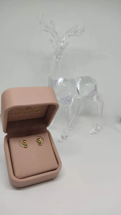 Topos Media Bola En Oro Amarilo 18 k, Con Esmeralda