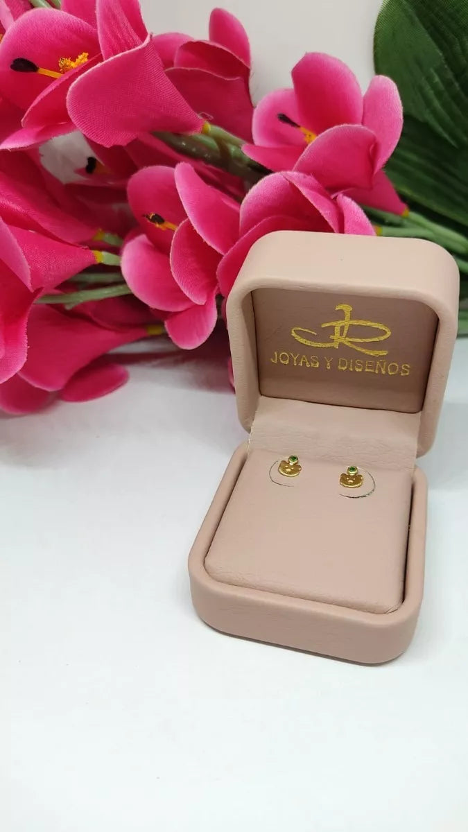 Topos Osos En Oro 18k, Con Esmeralda