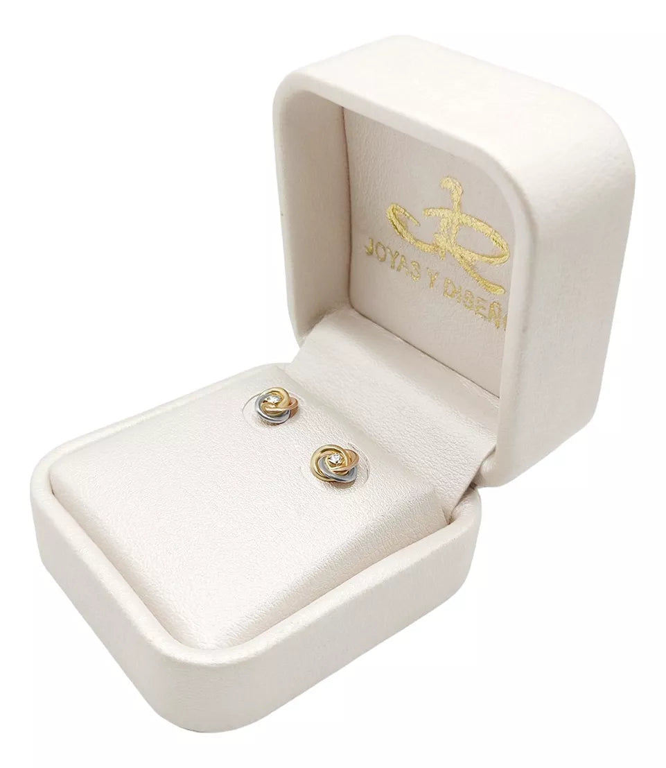 Topos De Rosa En Tres Oros 18k Para Mujer/ Niña