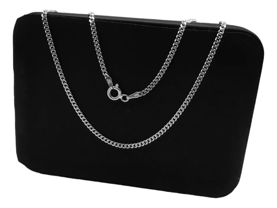 Cadena Para Caballero Tejido Eslabones cubana .en Plata 925