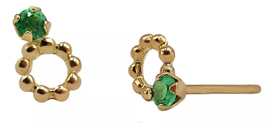 Aretes En Oro Amarillo 18k Con gema