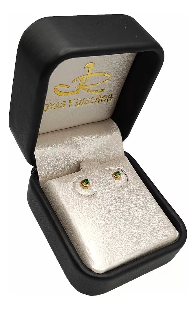 Aretes En Oro Amarillo 18k Con gema