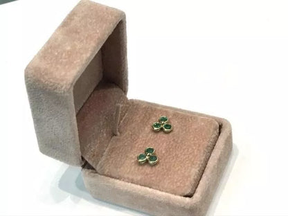 Topos Aretes Para Bebe, Oro Amarillo Y Esmeralda Certifica