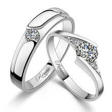 Cargar imagen en el visor de la galería, Anillos para Pareja en Plata Rodio Efecto Oro Blanco
