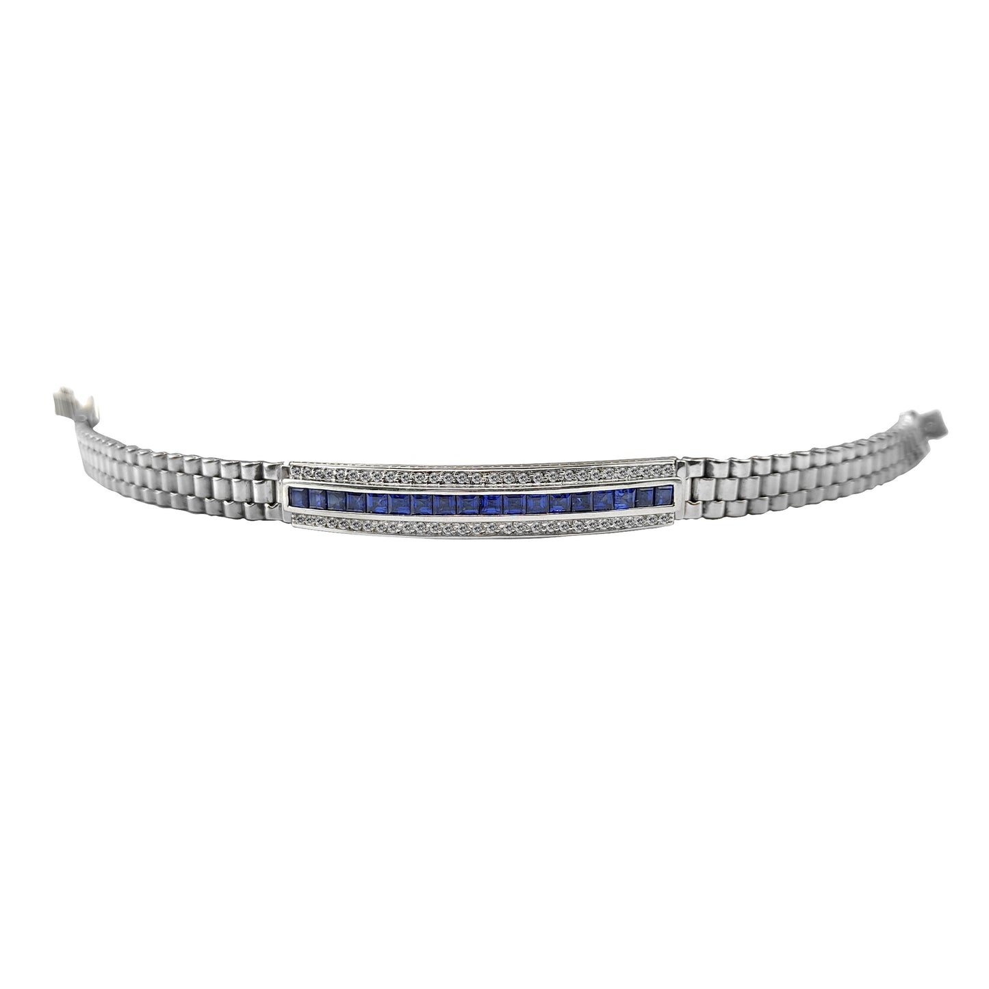 Pulsera  con Diamantes y Zafiro  en Oro Blanco 18k