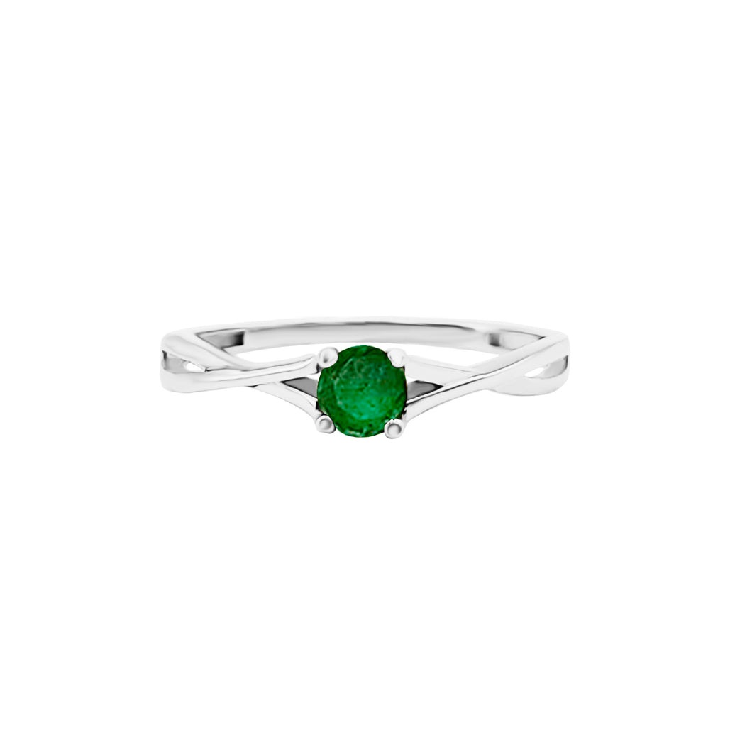 Anillo De Compromiso Cruzado En Oro Con Esmeralda De 3.5 mm