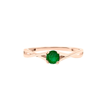 Anillo De Compromiso Cruzado En Oro Con Esmeralda De 3.5 mm