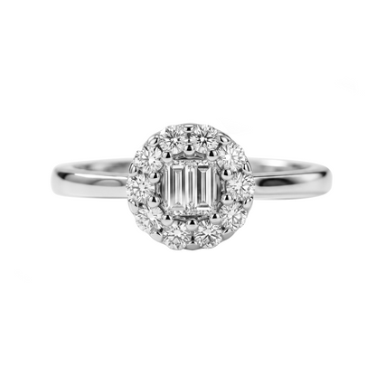Anillo en Oro Blanco 18K con Diamante Mini Marquesa