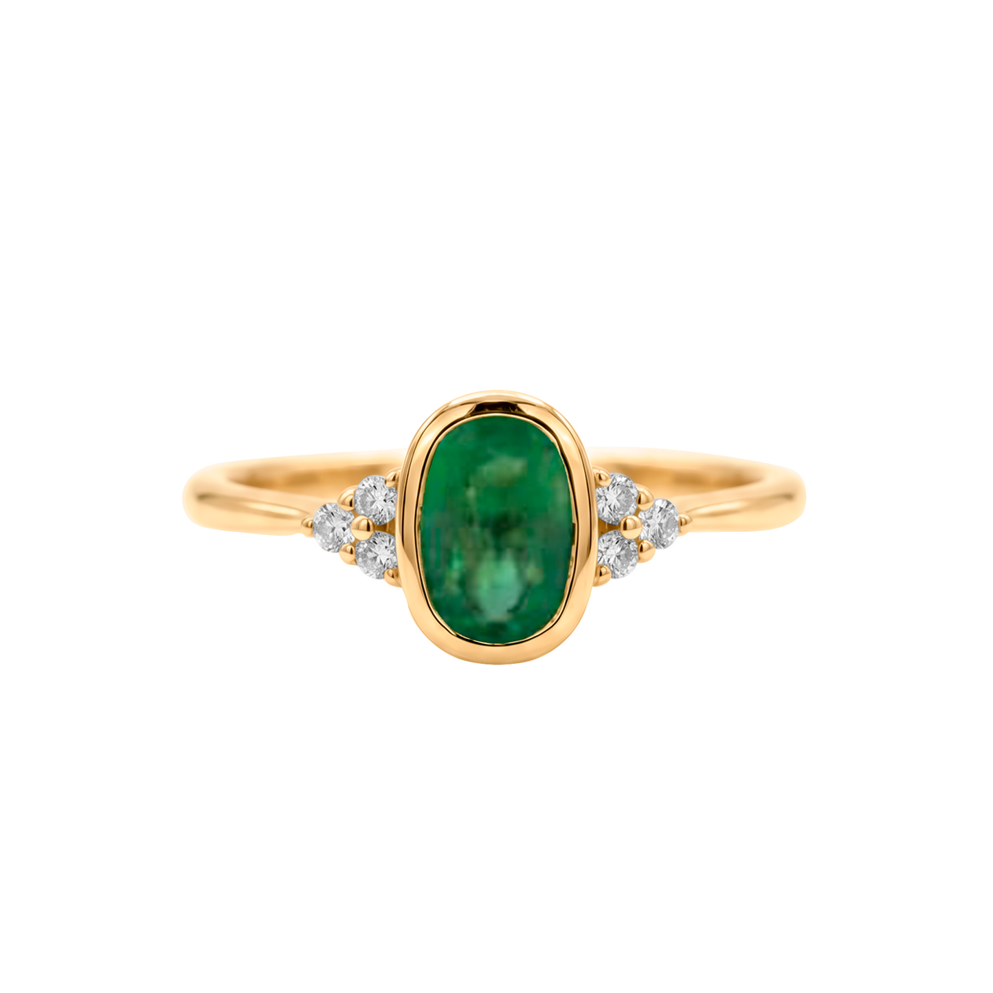Anillo Ovalo Esmeralda al bisel con diamantes