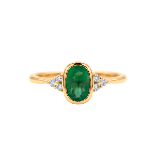 Anillo Ovalo esmeralda al bisel con diamantes de Joyería Renue