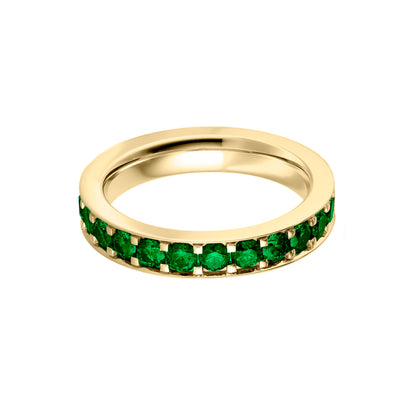 Argolla Alianza De Matrimonio Oro Amarillo 18k C/u con Esmeralda