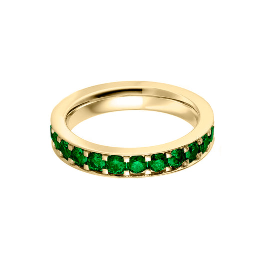 Argolla Alianza De Matrimonio Oro Amarillo 18k C/u con Esmeralda