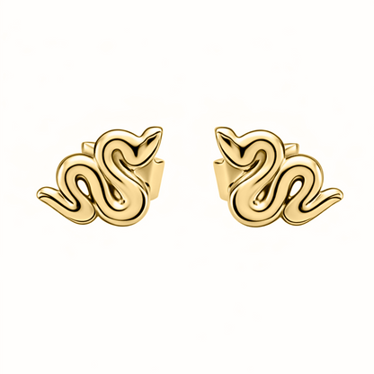 Aretes  estilo serpientes en oro  18k