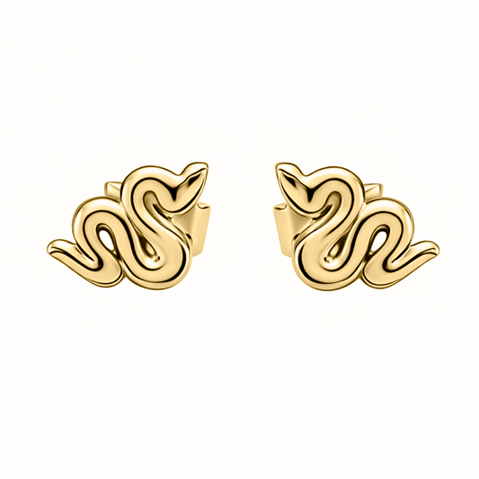 Aretes  estilo serpientes en oro  18k