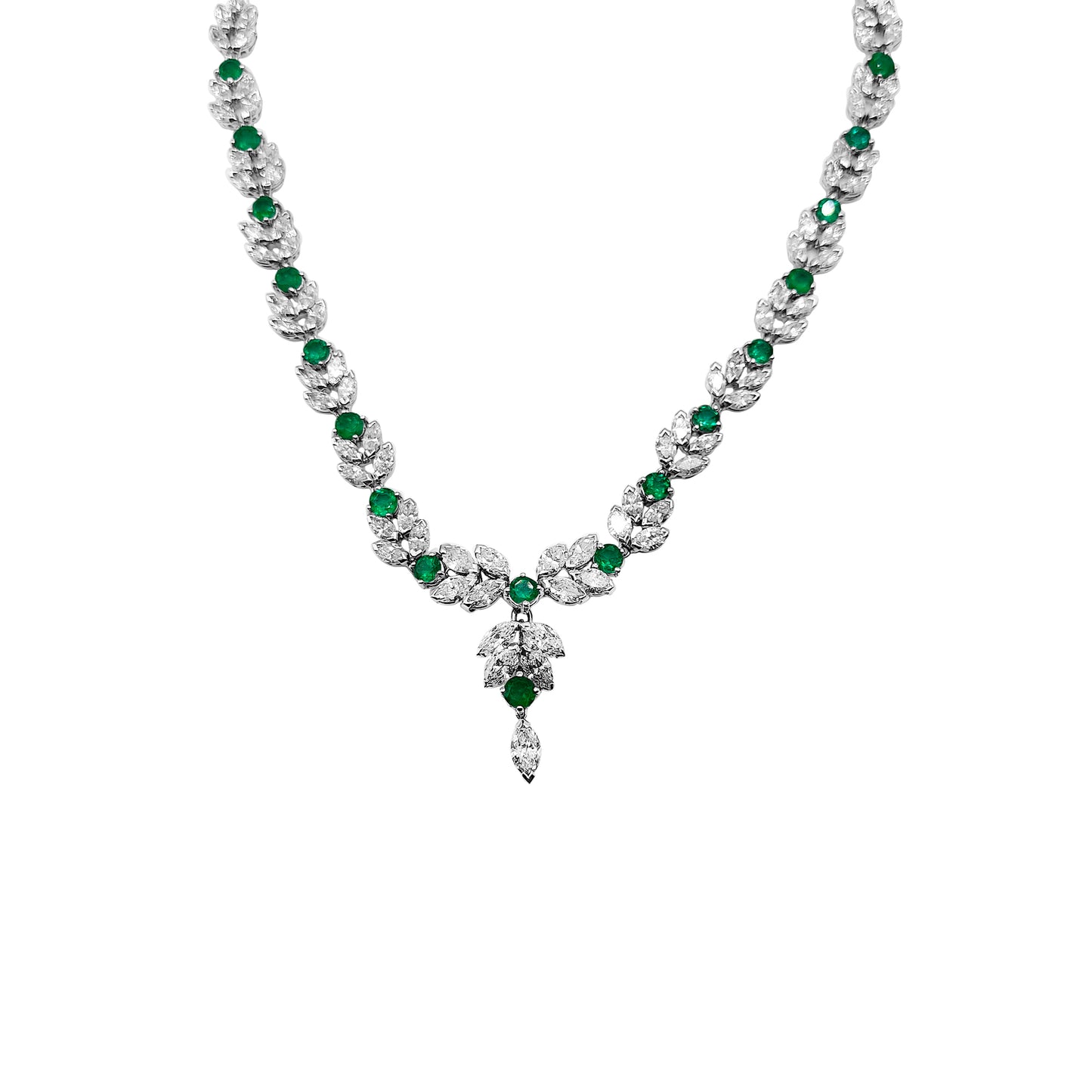 Gargantilla de Esmeraldas y Diamantes en Oro blanco 14k