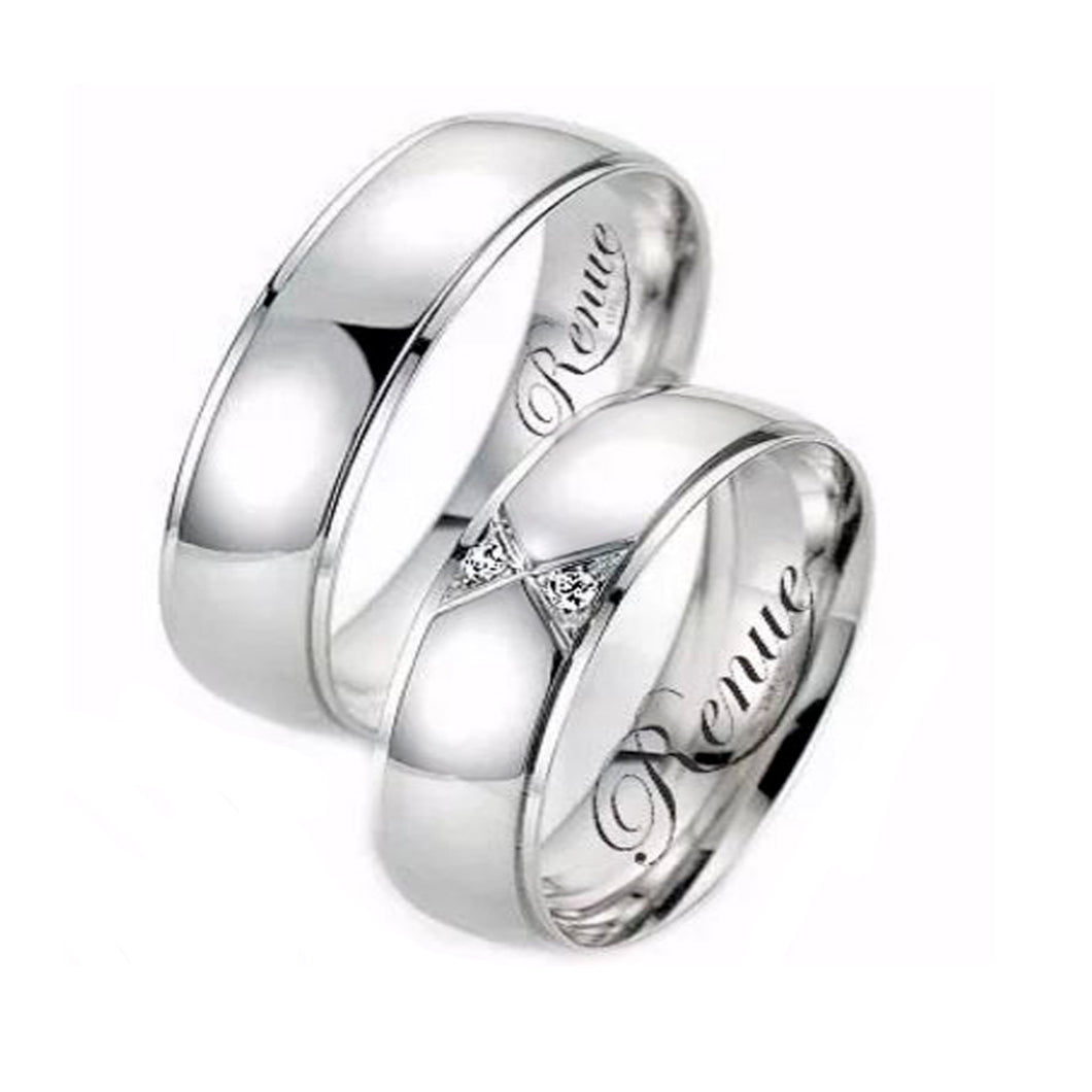 Argollas de Matrimonio En Plata .950 Efecto Oro blanco M21