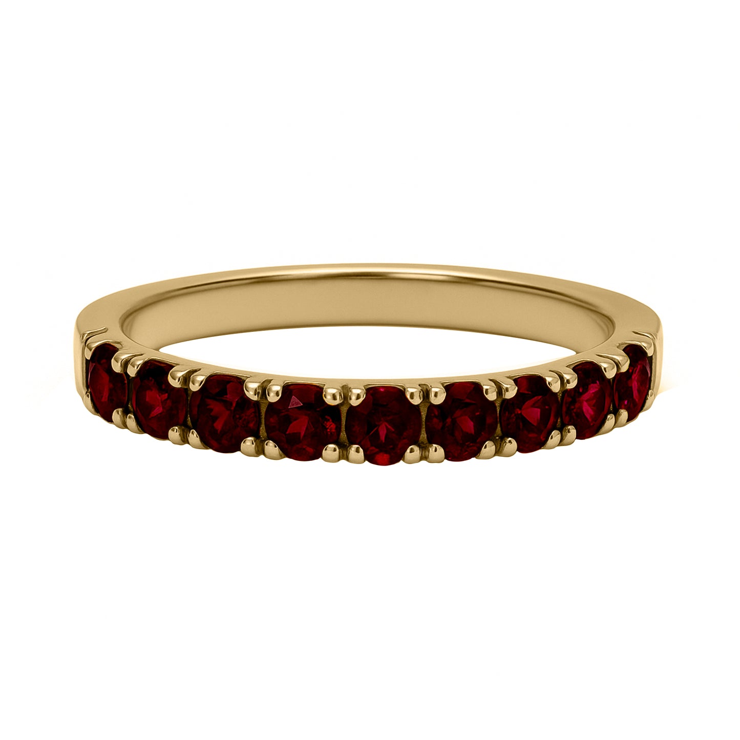 Cintillo Inclinado en Oro Amarillo 18k con rubis