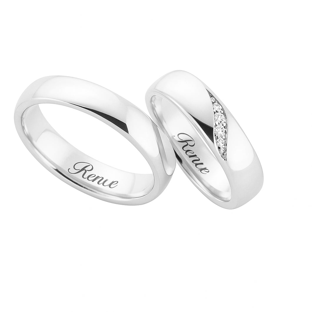 Par Argollas De Matrimonio Rodio efecto Baño De Oro Blanco