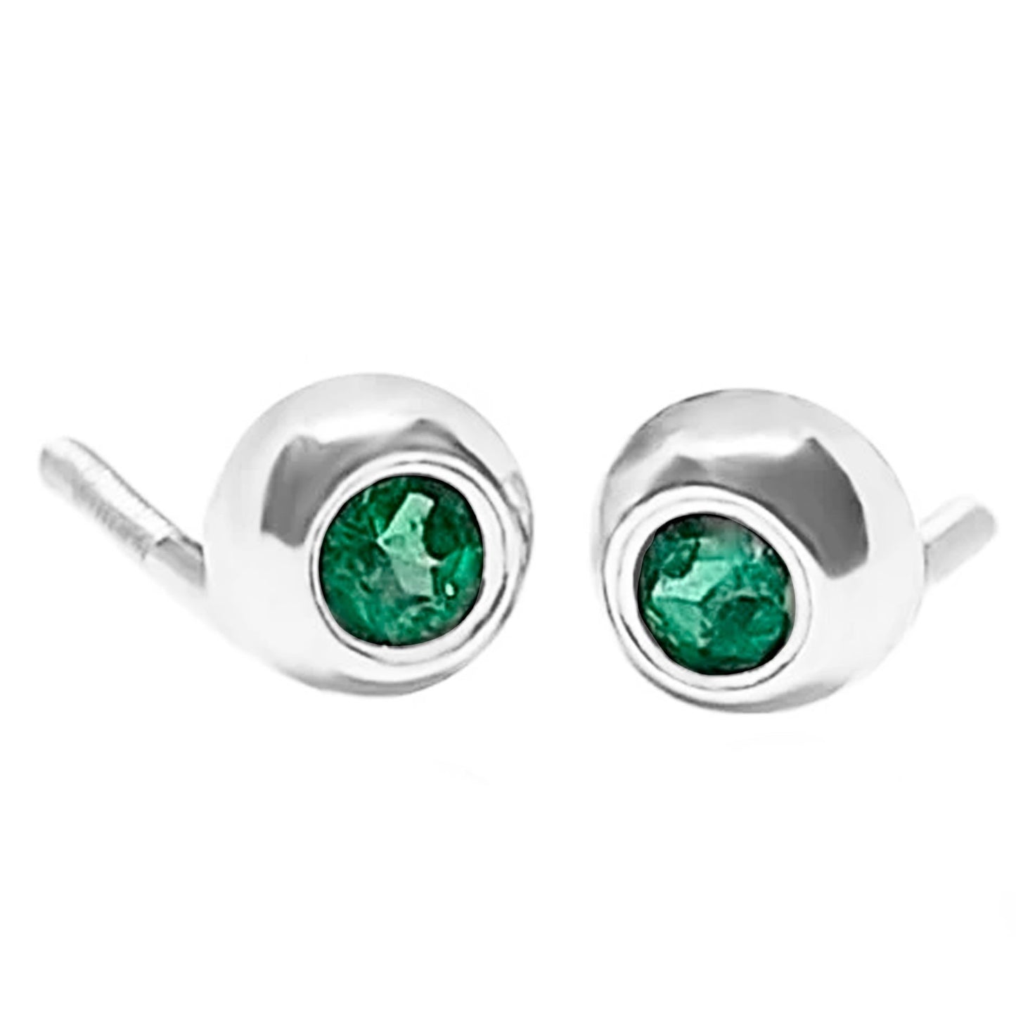 Topos En Oro Blanco 18k Con Esmeralda
