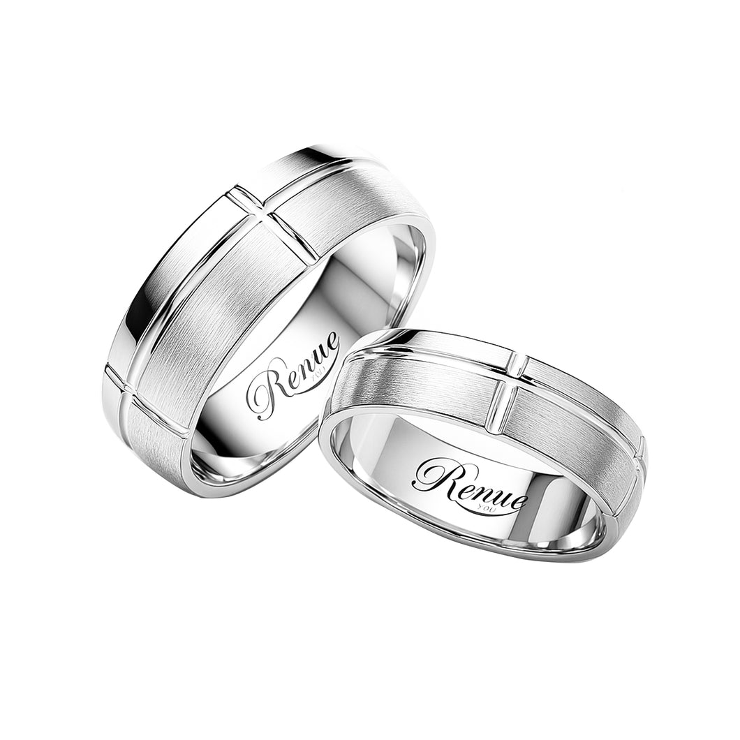 Pareja  de Anillo de Matrimonio con Rodio Echos en Plata