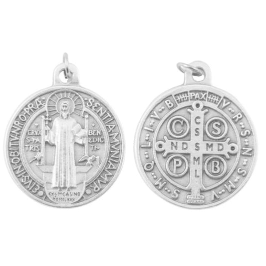 Dije De San Benito Para Cadena En Plata