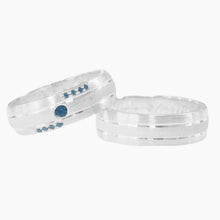 Cargar imagen en el visor de la galería, Argollas En Plata/950 Con Circon Azul, Por Par
