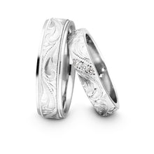 Cargar imagen en el visor de la galería, Par Argollas Matrimonio Plata 950 Grabado + Estuche + Rodio
