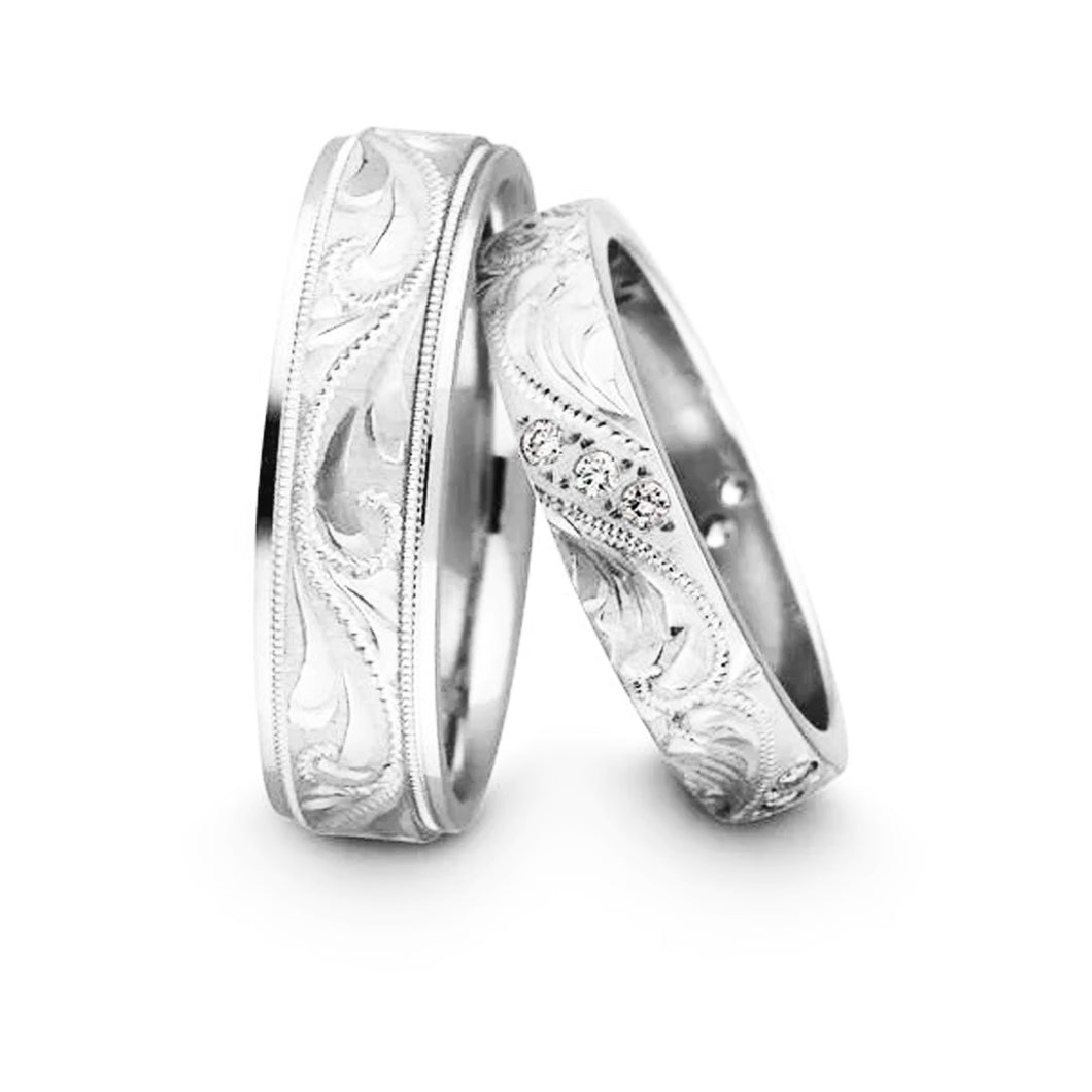 Par Argollas Matrimonio Plata 950 Grabado + Estuche + Rodio