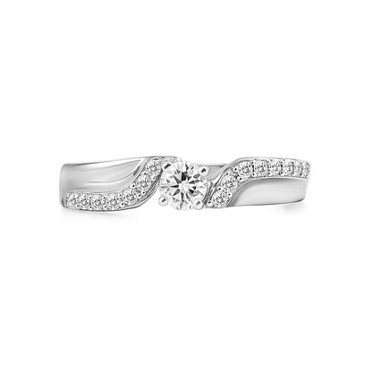 Anillo compromiso  Curva en Oro Blanco 18 k